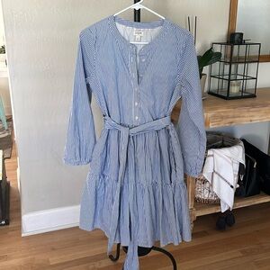 Classic blue and white striped long sleeve dress by J Crew factory size S